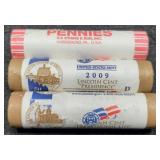 (3) Rolls 2009 BU L. Cents w/