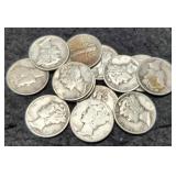 (13) Mercury Dimes