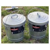 2 - Galvanized 6 Gallon Pails with Lids