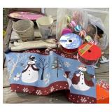 Holiday Decorations, Ribbon, Snowmen
