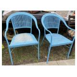 2 - Blue Wicker Chairs
