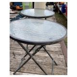 2 - Folding Glass Top Patio Side Tables