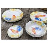 16 pc Rooster Dishes