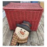 Decorative Snowman and Red Basket