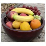 Wood Fruit Bowl & Artificial Fruit