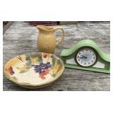 Decorative Clock, Bowl & Pitcher