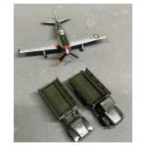 Plastic Toy Army Trucks & Airplane