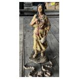 Resin Indian Statue and Rubber Snake