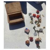 Costume Jewelry and Wood Box