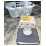 Laundry Basket, Scale, Paper Towels