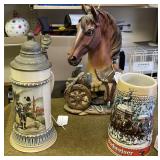 Steins & Horse Bust