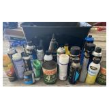 Tote Full of Garage Chemicals, Oils