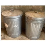 2 - Galvanized Waste Cans with Lids