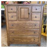 52" Tall Bassett Oak Highboy Dresser