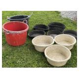 Lot of Feed Pans and Mineral Tubs