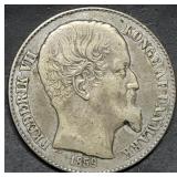1859 Danish West Indies 20 Cent Silver Coin Nice