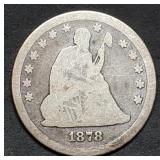 1878-CC Seated Liberty Silver Quarter Nice