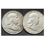 1954 & 1963-D Franklin Silver Half Dollars