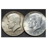 Pair of 1967 Kennedy 40% Silver Half Dollars BU
