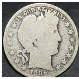 1906-D Barber Silver Half Dollar