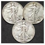 1944 P D & S Walking Liberty Silver Half Dollars