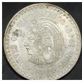 1948 Mexico 5 Pesos Silver Dollar 90% Silver BU