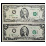 1976 & 1995 $2 FRN Banknotes Atlanta