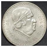 1948 Mexico Un Peso 50% Silver Coin BU