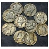 10 Nice Mercury Silver Dimes