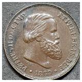 1869 Brazil 10 Reis Coin High Grade