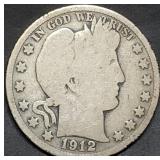 1912-S Barber Silver Half Dollar