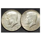 Pair of 1967 Kennedy 40% Silver Half Dollars BU
