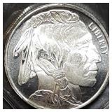 1 Troy Oz .999 Silver Buffalo Indian Head Round