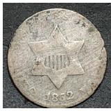 1852 Silver Three Cent Piece