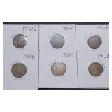 6 Nice Indian Head Cents in Holders