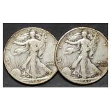 1941-D & 1942-P Walking Liberty Silver Half