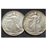 1945 & 1946 Walking Liberty Silver Half Dollars