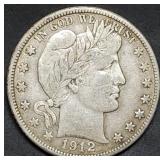 1912-D Barber Silver Half Dollar XF Nice