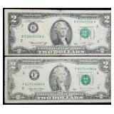 1976 & 1995 $2 FRN Banknotes
