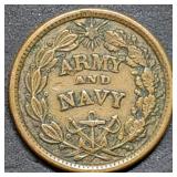 Army & Navy Patriotic Civil War Token Nice
