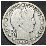 1904-O Barber Silver Half Dollar, Better Date