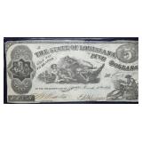 1863 Confederate $5 Banknote State of Louisiana