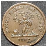 1863 Civil War Token United States Copper Nice