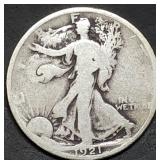 Key Date 1921 Walking Liberty Silver Half Dollar