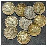 10 Nice Mercury Silver Dimes