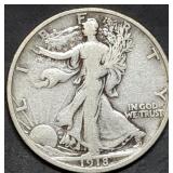 1918-D Walking Liberty Silver Half Dollar Nice