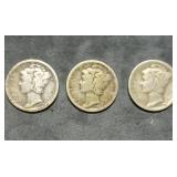 3 Nice Early 1920s Mercury Silver Dimes