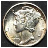 1945-S Mercury Silver Dime Gem BU
