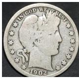 1902-O Barber Silver Half Dollar Nice