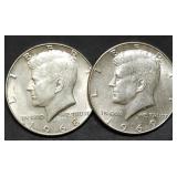 1968-D & 1969-D Kennedy 40% Silver Half Dollars
